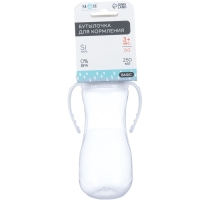 Бутылочка для кормления, классическое горло, 250 мл., от 3 мес., приталенная, с ручками, цвет белый Бутылочка для кормления, классическое горло, 250 мл., от 3 мес., приталенная, с ручками, цвет белый