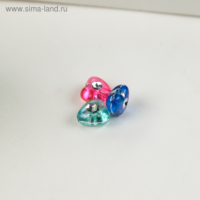 Набор бусин для творчества пластик "Сердечки со стразиками" 20 гр 0,7х0,7 см