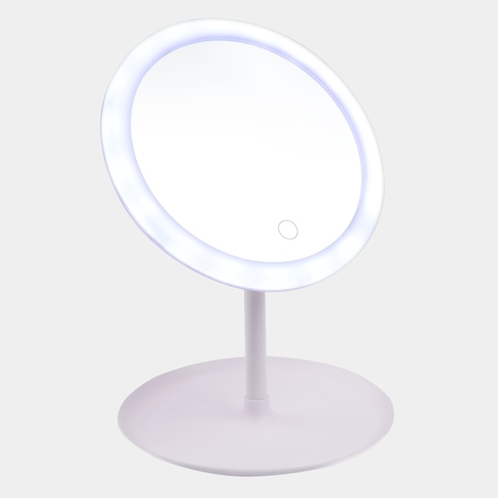 Зеркало KZ-09, подсветка, настольное, АКБ, 2500 мАч, 3 режима, поворот 90°, белое Зеркало KZ-09, подсветка, настольное, АКБ, 2500 мАч, 3 режима, поворот 90°, белое