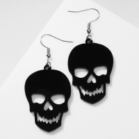 Серьги акрил &laquo;Черепа&raquo; большие, цвет чёрный в серебре