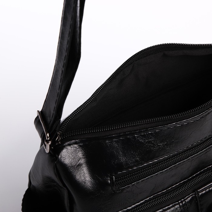 Сумка женская на одно плечо, на молнии, цвет чёрный Сумка женская на одно плечо, на молнии, цвет чёрный