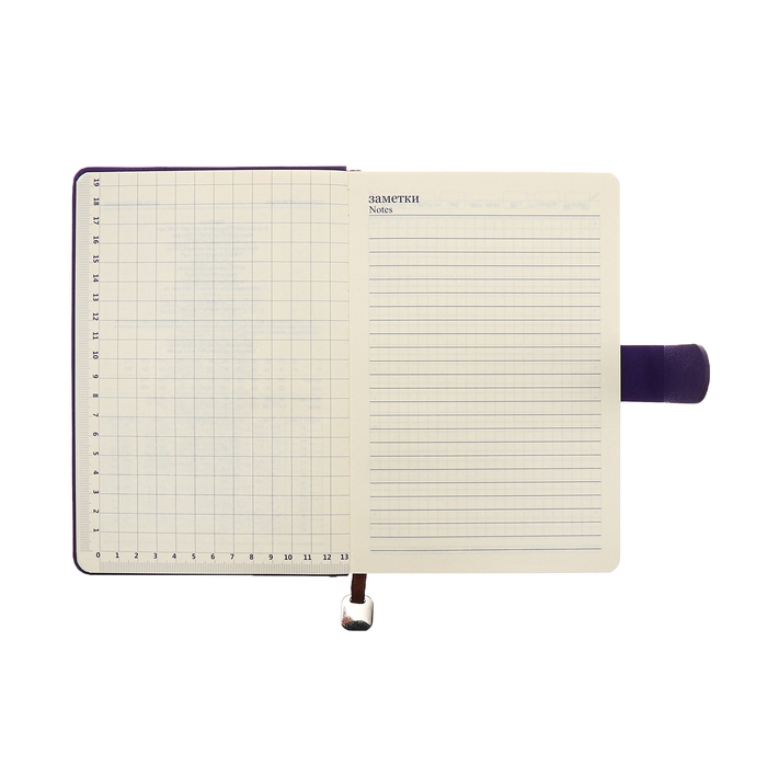 Ежедневник недатированный А5, 140л, клетка, к/зам, с ручкой, в подар. короб., Фиолетовый