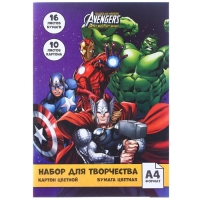 Набор «Команда» А4: 10 л. цв. одност. мел. картона и 16 л. цв. двуст. бумаги, Мстители Набор «Команда» А4: 10 л. цв. одност. мел. картона и 16 л. цв. двуст. бумаги, Мстители