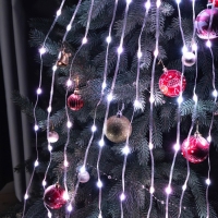 Умная гирлянда &laquo;Конский хвост&raquo; 10 нитей по 1 м роса, IP20, серебристая нить, 100 LED, пульт ДУ, приложение, свечение RGB, USB