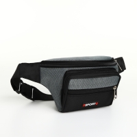 Сумка поясная на молнии, 3 наружных кармана, цвет серый/чёрный Сумка поясная на молнии, 3 наружных кармана, цвет серый/чёрный