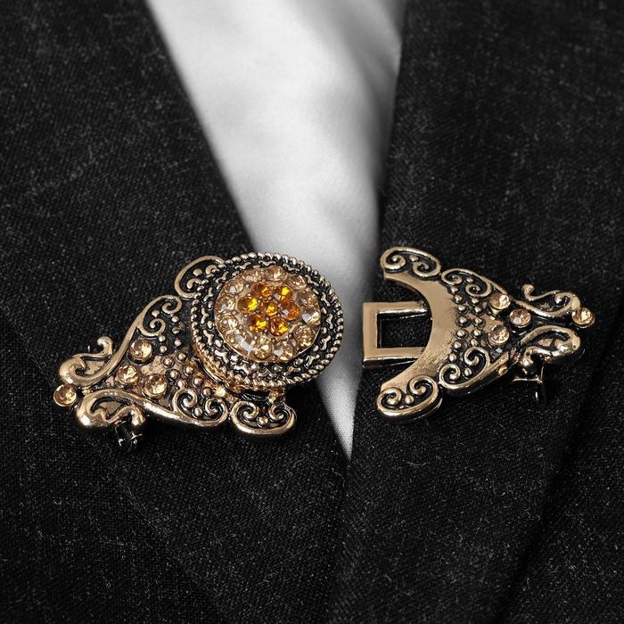 Зажим для кардигана &laquo;Орден&raquo;, цвет коричневый в чернёном золоте