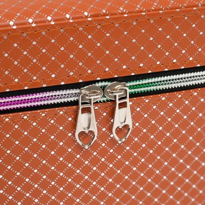 Шкатулка кожзам с зеркалом "Ромбы" охра набор 3 шт 19х10,5х10,5 21х13х14 15х23х17 см