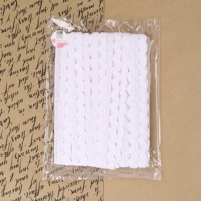 Кружево вязаное, 22 мм &times; 10 &plusmn; 1 м, цвет белый