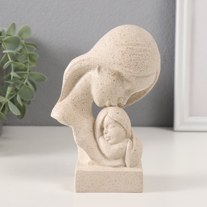 Сувенир полистоун бюст Сувенир полистоун бюст "Мама и дочка" белый в крапинку 10,5х5,5х15 см