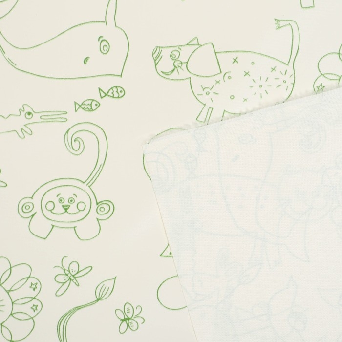 Клеенка детская &laquo;Мультики&raquo;, р-р. 100х140 см., без окантовки, цвет белый/зеленый