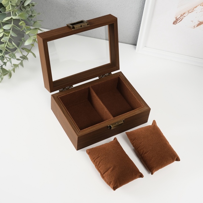 Шкатулка дерево под часы 2 деления "Стиль" коричневая 11х16,5х7,5 см