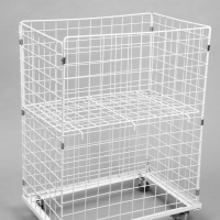 Корзина-накопитель складная, на колесах, 1 полка, 60&times;40&times;80 см, цвет белый