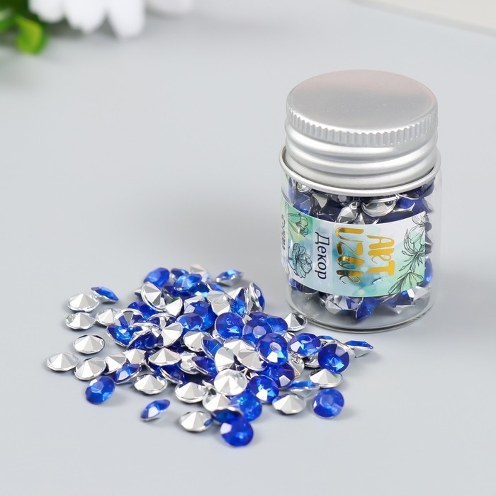 Декор для творчества в бутылочке Декор для творчества в бутылочке "Стразы. Ярко-синий" набор 250 шт d=0,6 см 4х3х3 см