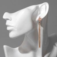 Серьги висячие со стразами &laquo;Одиссея&raquo; треугольник, цвет белый в золоте