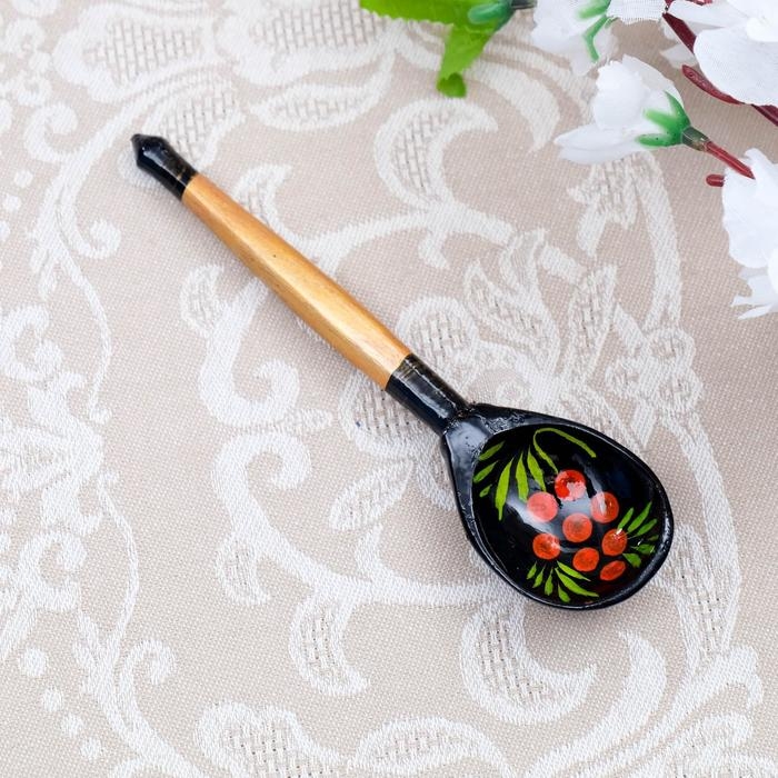 Ложка деревянная &laquo;Чернушка&raquo;, маленькая, хохлома, МИКС