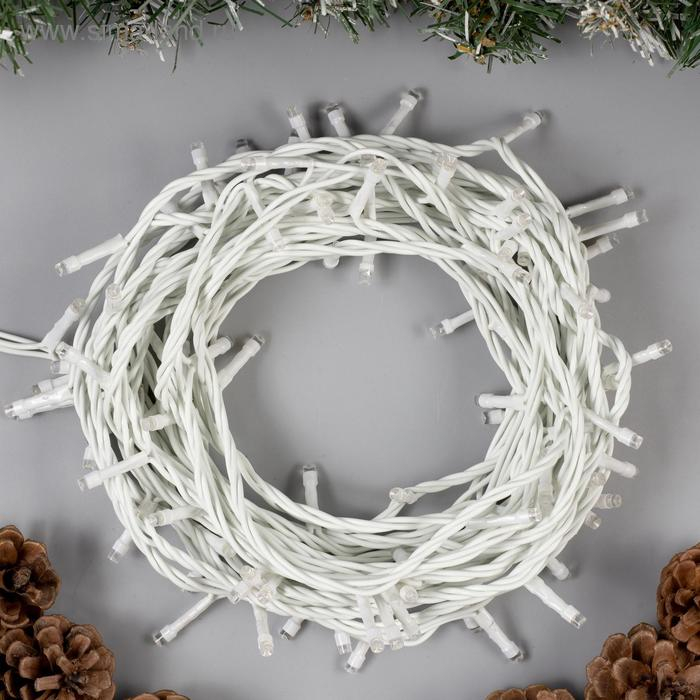 Гирлянда &laquo;Нить&raquo; 10 м, IP44, белая нить, 100 LED, свечение белое, 8 режимов, 220 В