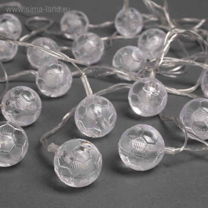 Гирлянда &laquo;Нить&raquo; 5 м с насадками &laquo;Футбольный мяч&raquo;, IP20, прозрачная нить, 20 LED, свечение мульти (RG/RB), мигание, 220 В