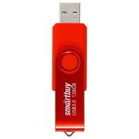 Флешка Smartbuy Twist, 128 Гб, USB 3.1, чт до 70 Мб/с, зап до 40 Мб/с, красная
