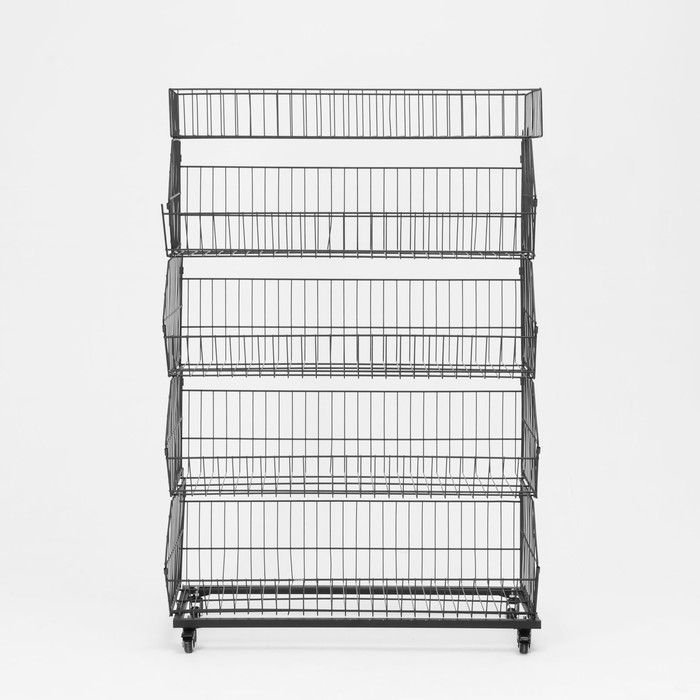 Накопитель разборный на колесах, 5 корзин с разделителями, 90&times;42&times;135 см, цвет чёрный