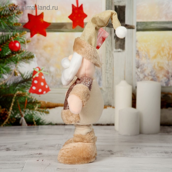 Мягкая игрушка Мягкая игрушка "Дед Мороз в пайетках" стоит, 15х41 см (в сложенном виде 30 см), коричневый