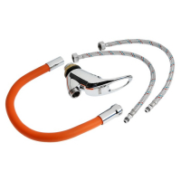 Смеситель для кухни ZEIN Z2114, однорычажный, гибкий излив, картридж 40 мм, оранжевый/хром Смеситель для кухни ZEIN Z2114, однорычажный, гибкий излив, картридж 40 мм, оранжевый/хром