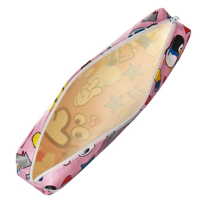 Пенал школьный на молнии "Стикеры" Calligrata, розовый