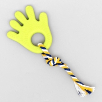 Игрушка жевательная с канатом для собак "Ладошка", 10 см, салатовая Игрушка жевательная с канатом для собак "Ладошка", 10 см, салатовая