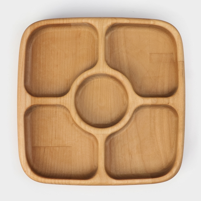 Менажница деревянная глубокая Adelica, 5 секций, береза, 18&times;18&times;4 см