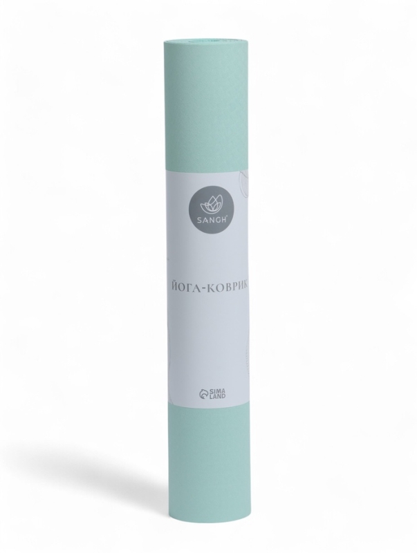 Коврик для йоги и фитнеса Sangh, 183х61х0,4 см цвет мятный/темно-бирюзовый