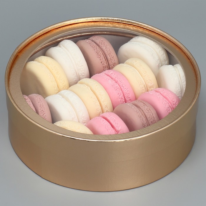 Коробка для макарун, кондитерская упаковка тубус с окном, «Золото» 20 х 20 х 5 см Коробка для макарун, кондитерская упаковка тубус с окном, «Золото» 20 х 20 х 5 см