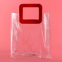 Пакет подарочный из ПВХ, красный, 25 x 28 x 15 см