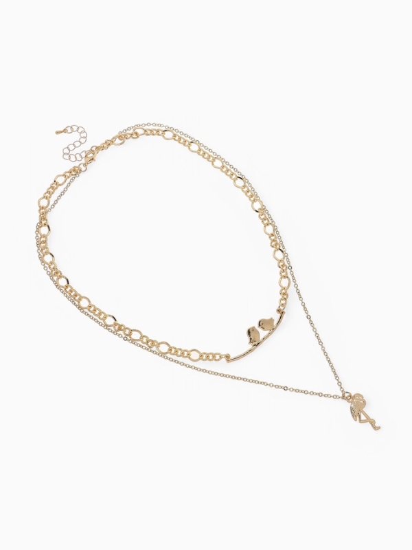 Кулон &laquo;Цепь&raquo; фламинго, цвет золото