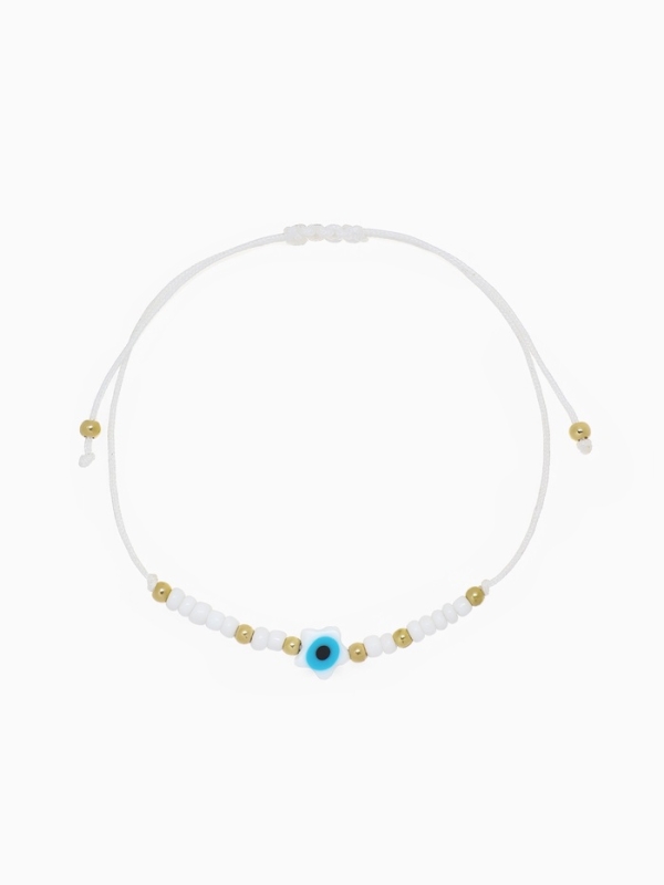 Браслет-оберег «Глазик» на нити, звезда, цвет белый в золоте Браслет-оберег «Глазик» на нити, звезда, цвет белый в золоте