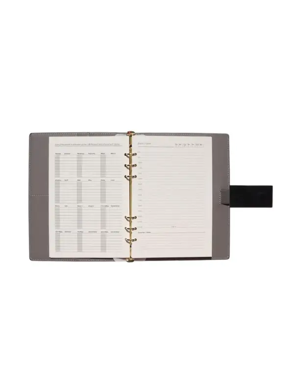 Органайзер на кольцах, А5, с хлястиком, 80л, линия, к/зам, Черный