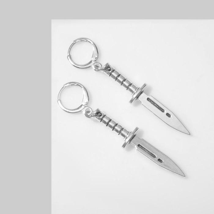 Серьги металл &laquo;Ножи&raquo; острые, цвет серебро
