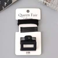 Набор для волос &laquo;Вивьен&raquo;, 2 резинки 5.5 см, 8 невидимок 5.5 см, краб 4.5 см, петля, чёрный