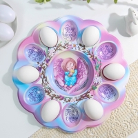 Пасхальная подставка на 12 яиц и кулич &laquo;Ангел&raquo; на пасху, 30 х 30 см.