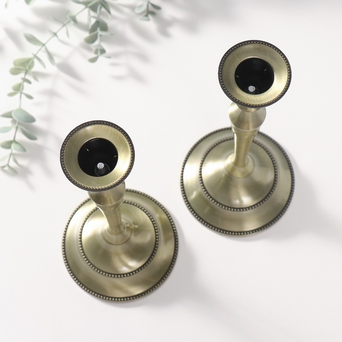 Подсвечник металл "Сканди" бронза набор 2 шт 24,5х10х10 см