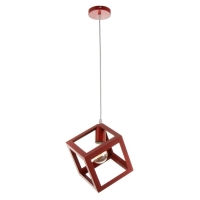 Светильник BayerLux Подвес "Квадрат" 1x40Вт E27 красный 16х16х18-116 см