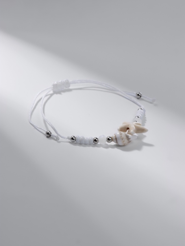 Браслет ассорти на нити &laquo;Ракушка&raquo; звезда морская, цвет бежевый в серебре