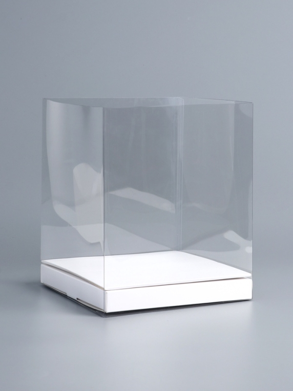 Коробка под бенто-торт с ленточками, ,розовое-золото  , 21 х 21 х 25 см