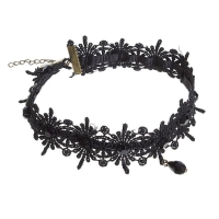 Чокер &laquo;Александрия&raquo; кружево, капля, цвет чёрный , длина 30см