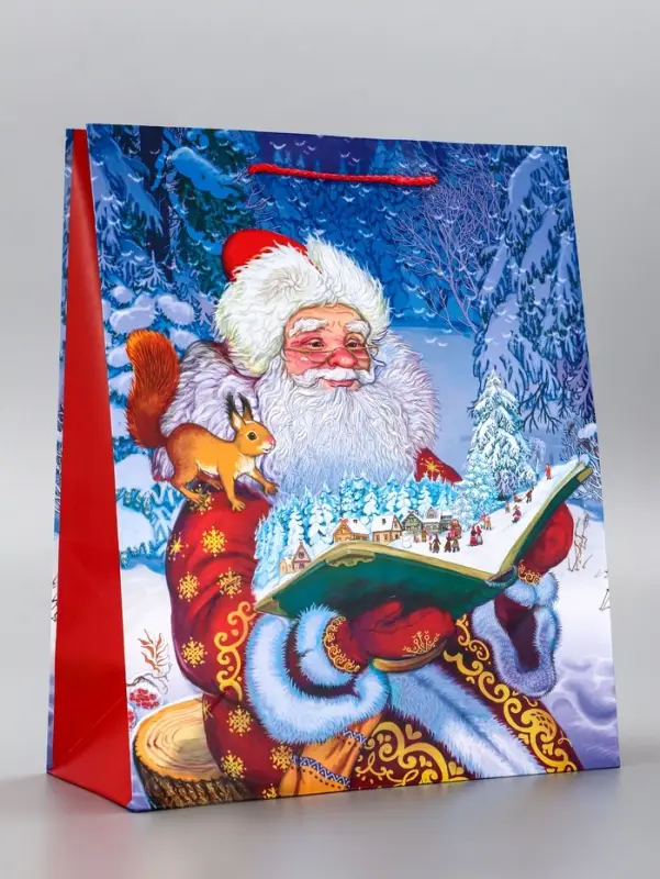 Пакет подарочный новогодний ламинированный, &laquo;Дед Мороз&raquo; , 26&times;12&times;32 см