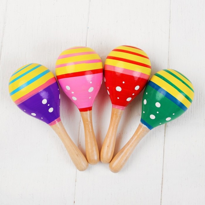 Музыкальная игрушка &laquo;Маракас&raquo;, с белым горошком, цвета микс