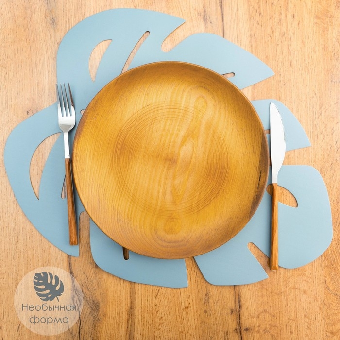 Салфетка сервировочная на стол &laquo;Лист&raquo;, 46&times;35 см, цвет серый