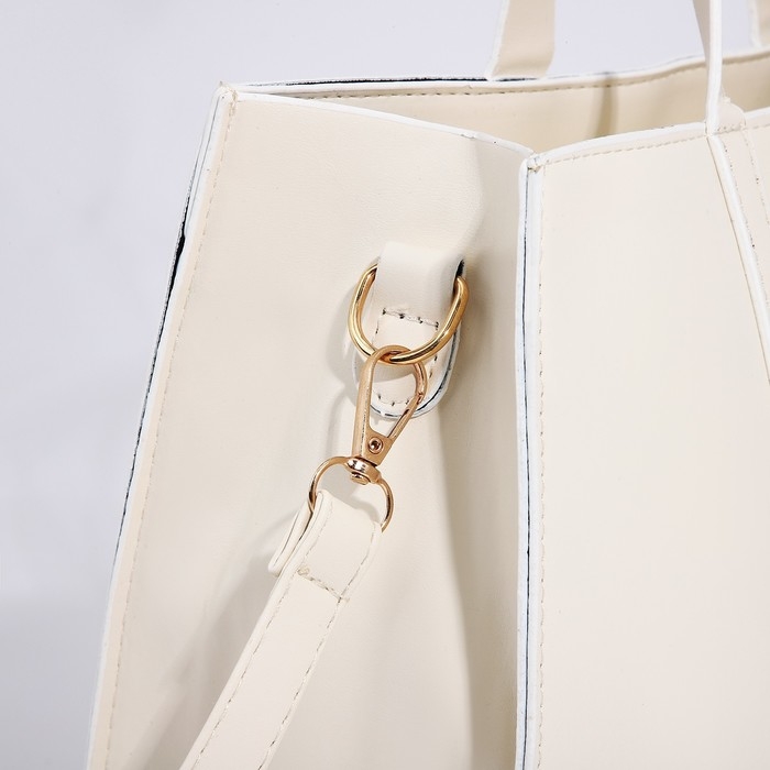 Сумка женская тоут на молнии, цвет молочный Сумка женская тоут на молнии, цвет молочный