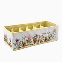 Органайзер для хранения, кофр для белья 6 ячеекк "Цветы", 32 х 15 х 10 см