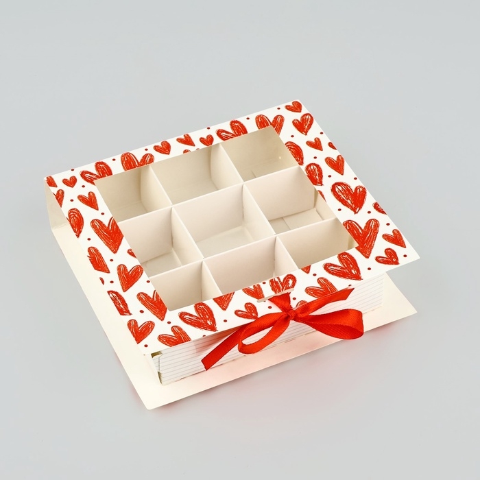Коробка под 9 конфет с ячейками &laquo;Я люблю тебя&raquo; 14.5 х 13.5 х 3.5 см