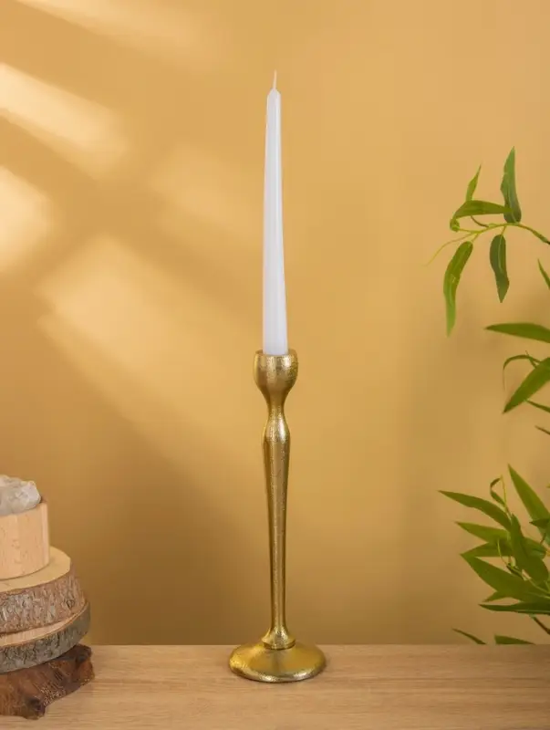 Подсвечник "Тепло" алюминий 28 см, цв. золото