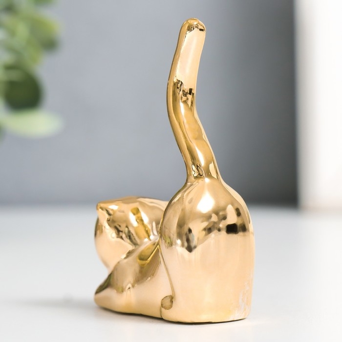 Сувенир керамика Сувенир керамика "Кот - потягушки" золото 5,5х2,4х7,8 см